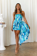 HELLO MOLLY Your Happiness Strapless Mini Dress Blue