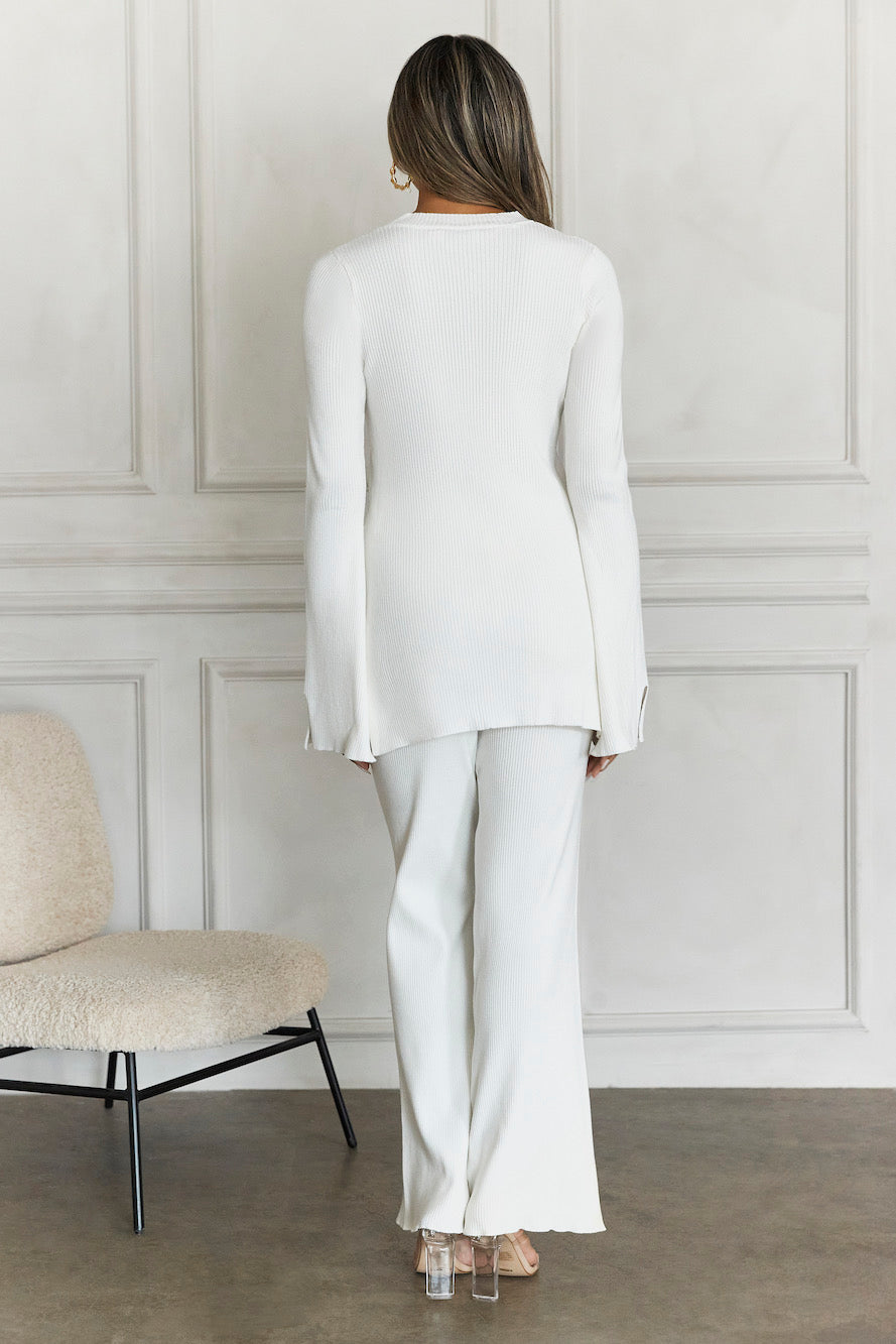 HELLO MOLLY Cosy Holidays Ribbed Pants Cream