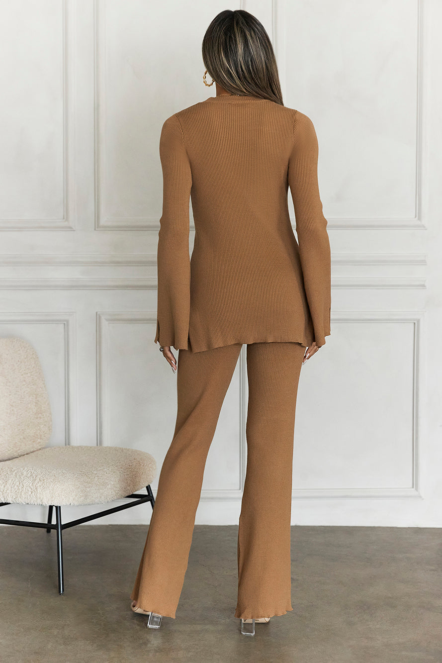 HELLO MOLLY Cosy Holidays Ribbed Pants Brown