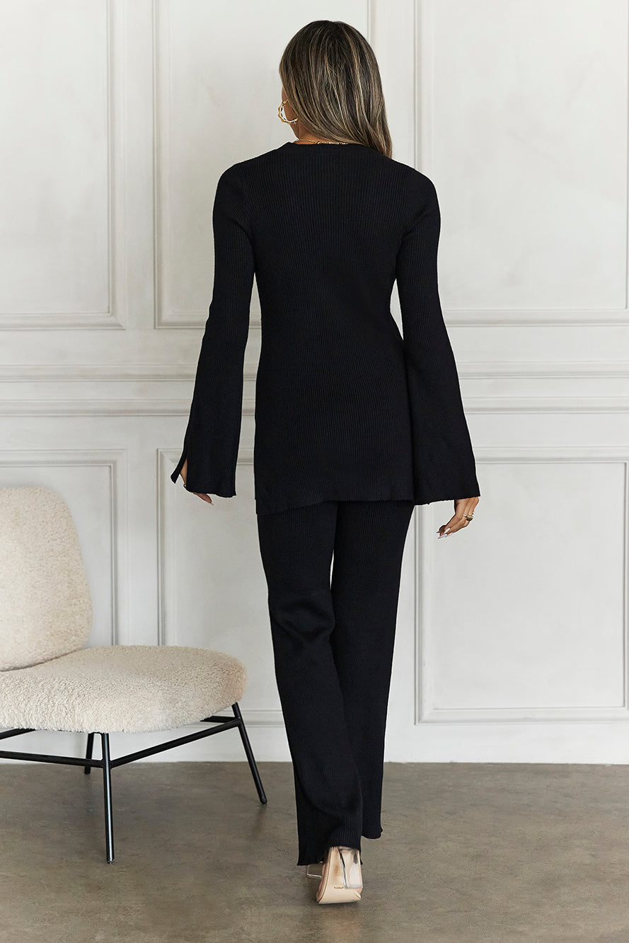 HELLO MOLLY Cosy Holidays Ribbed Pants Black