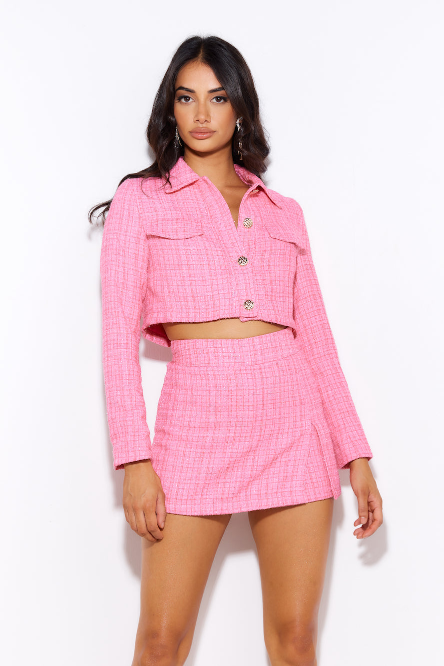 Classic Tweed Skort Pink
