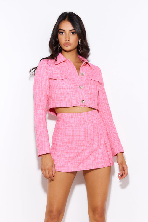 Classic Tweed Skort Pink