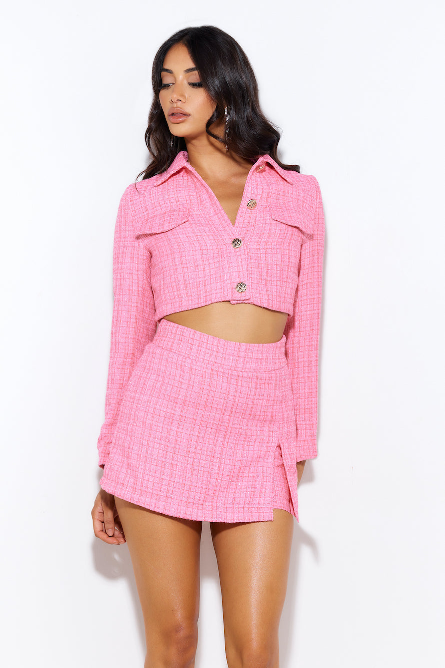 Classic Tweed Skort Pink