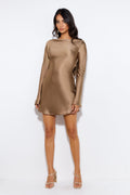 First Class Satin Mini Dress Brown