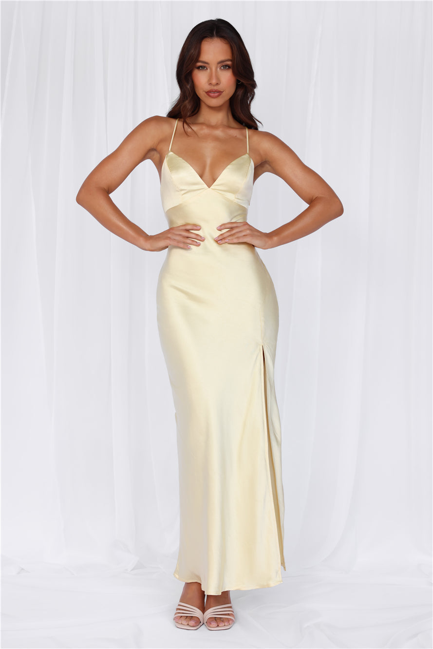 HELLO MOLLY The Sophia Satin Maxi Dress Yellow