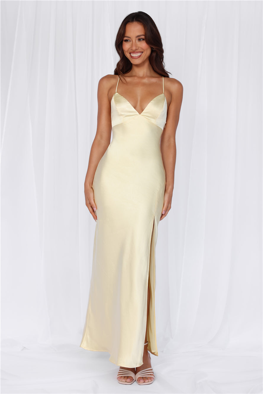 HELLO MOLLY The Sophia Satin Maxi Dress Yellow