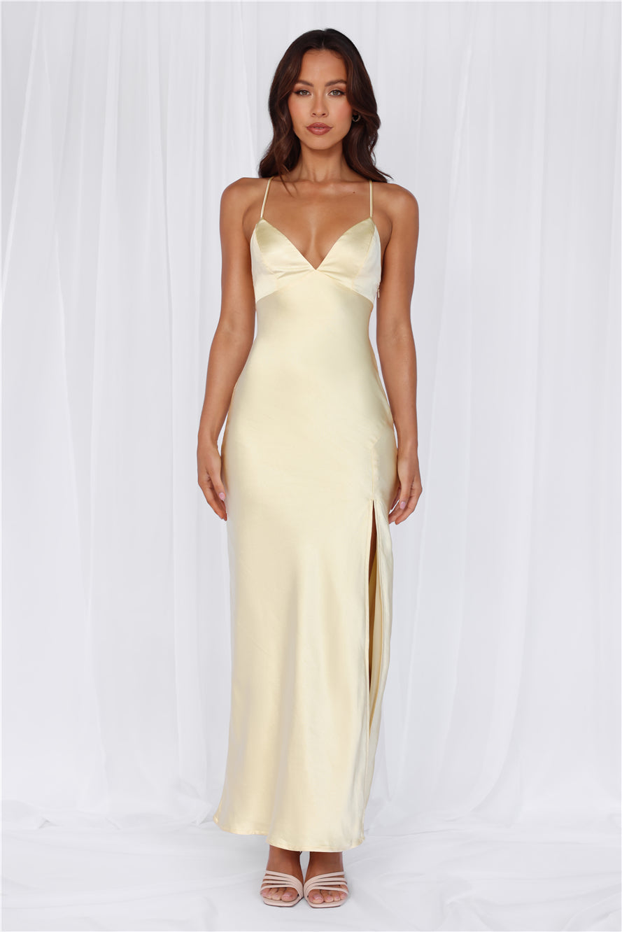 HELLO MOLLY The Sophia Satin Maxi Dress Yellow