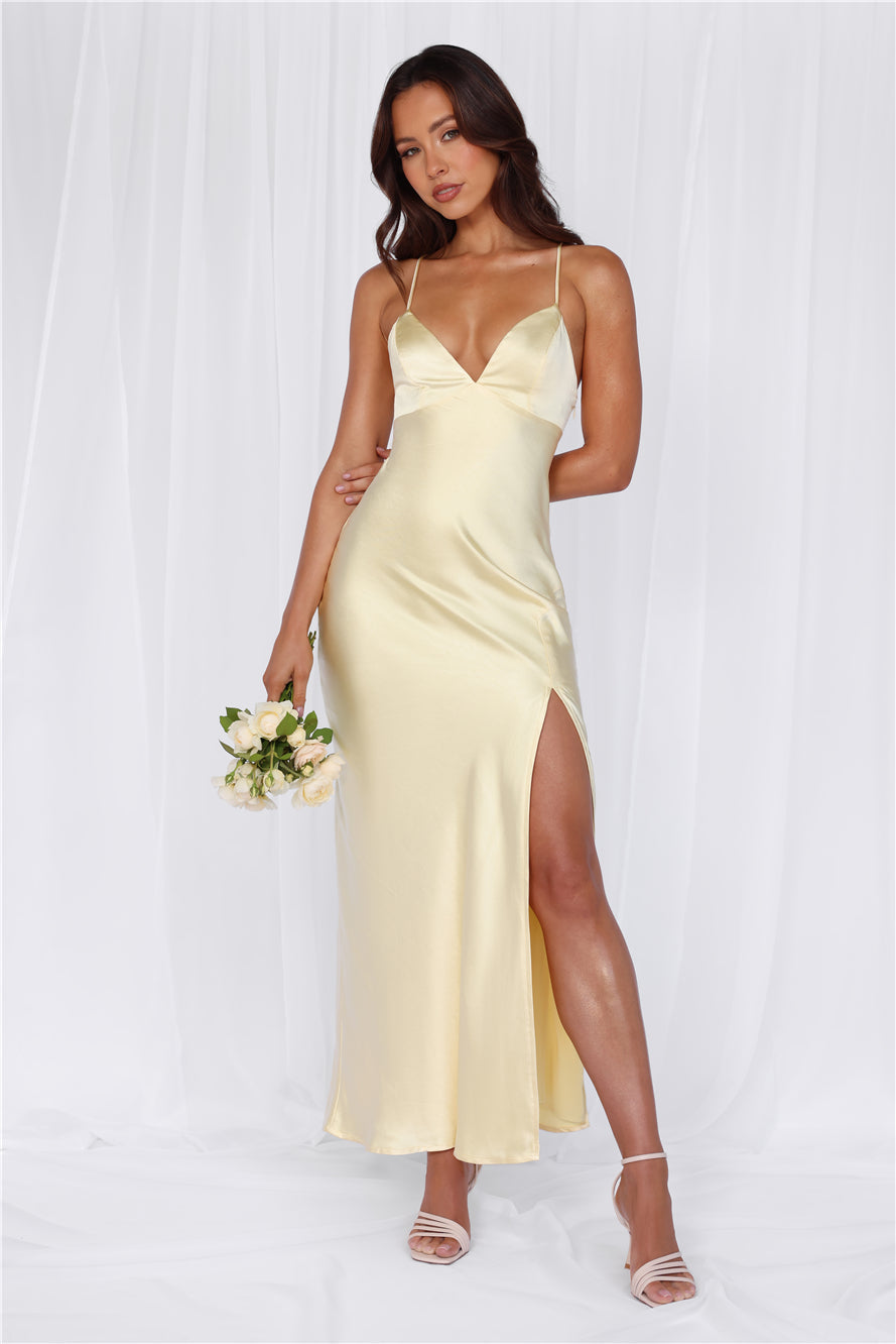 HELLO MOLLY The Sophia Satin Maxi Dress Yellow