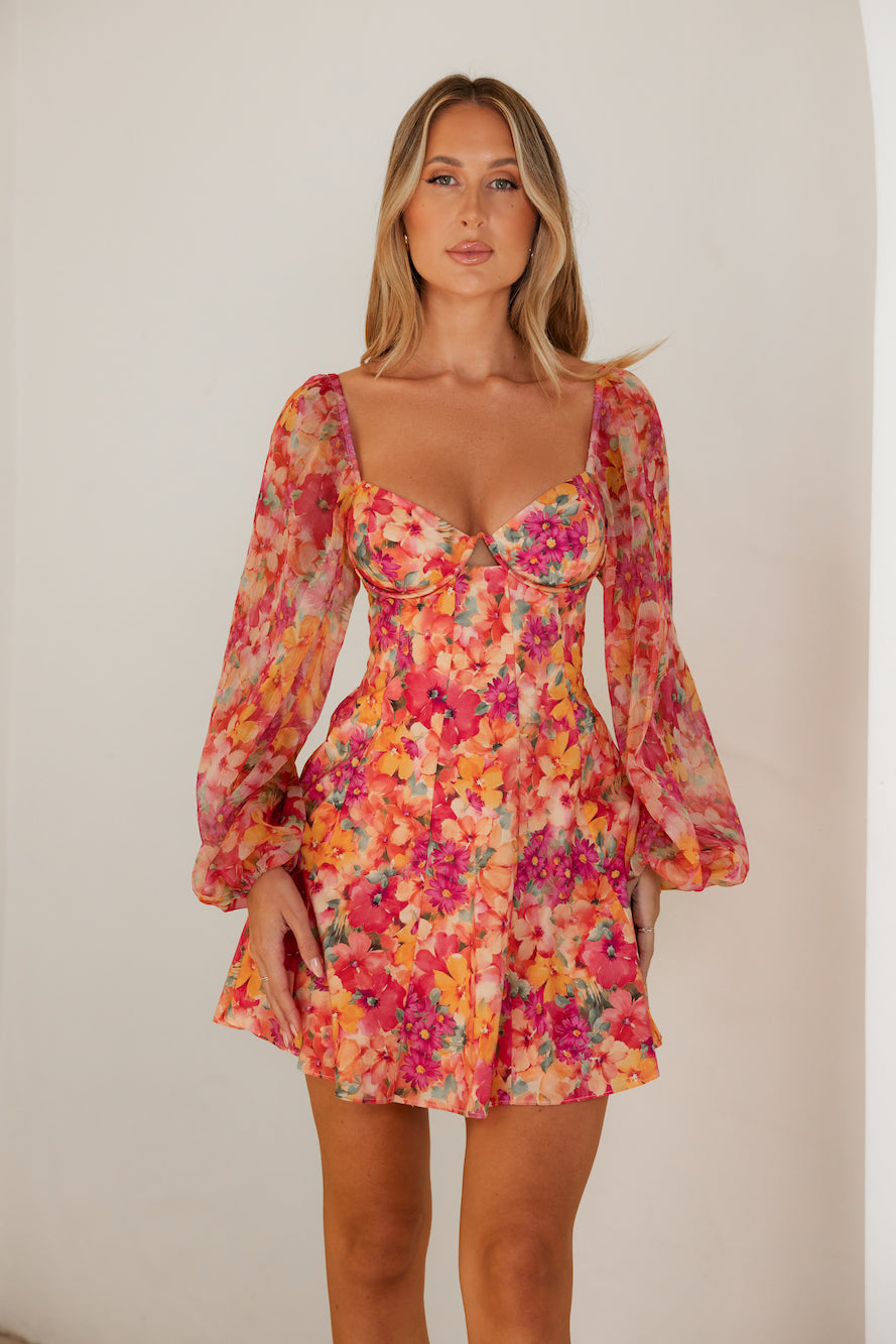 Janeiro Sun Long Sleeve Mini Dress Pink