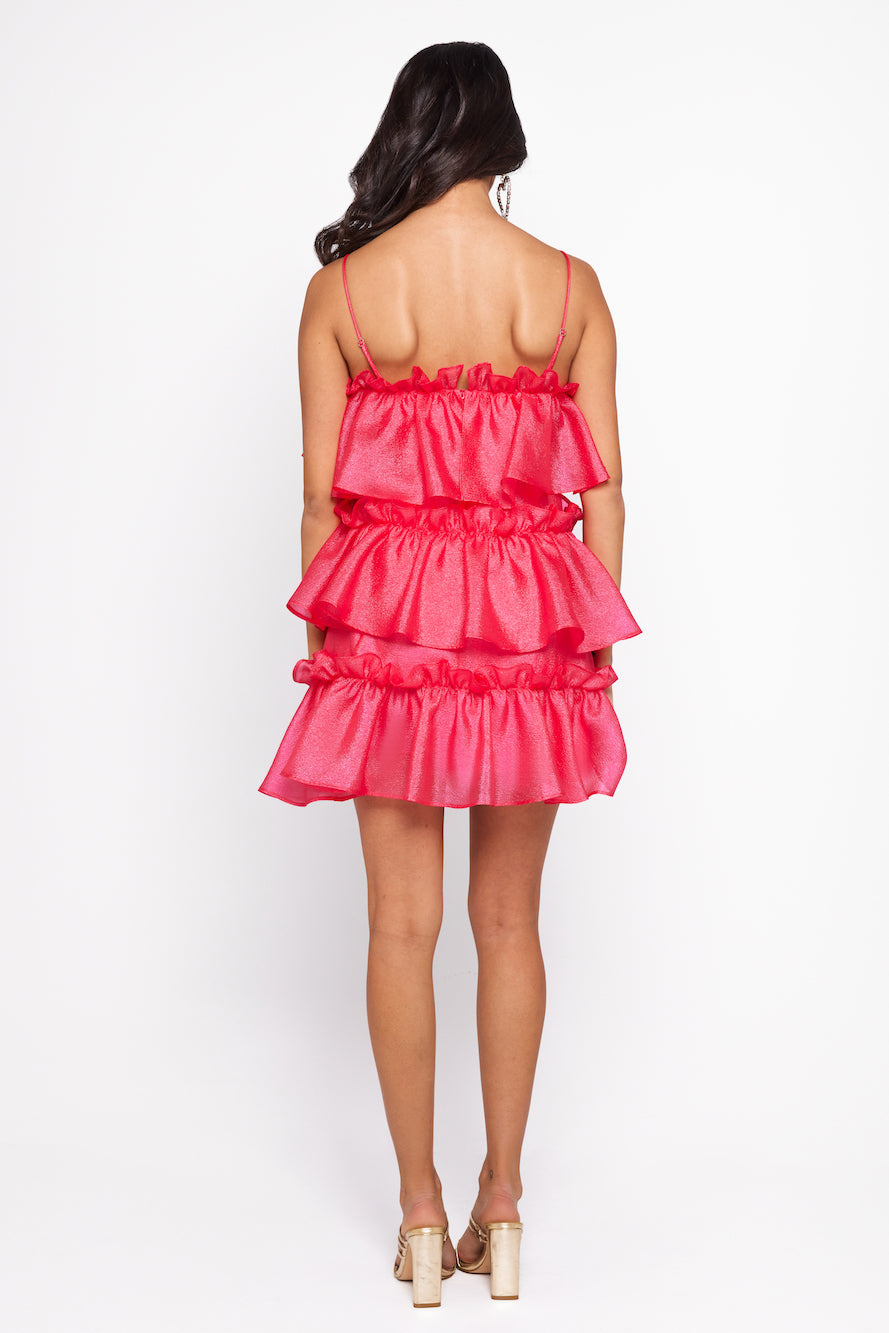 HELLO MOLLY Champagne Towers Mini Dress Hot Pink
