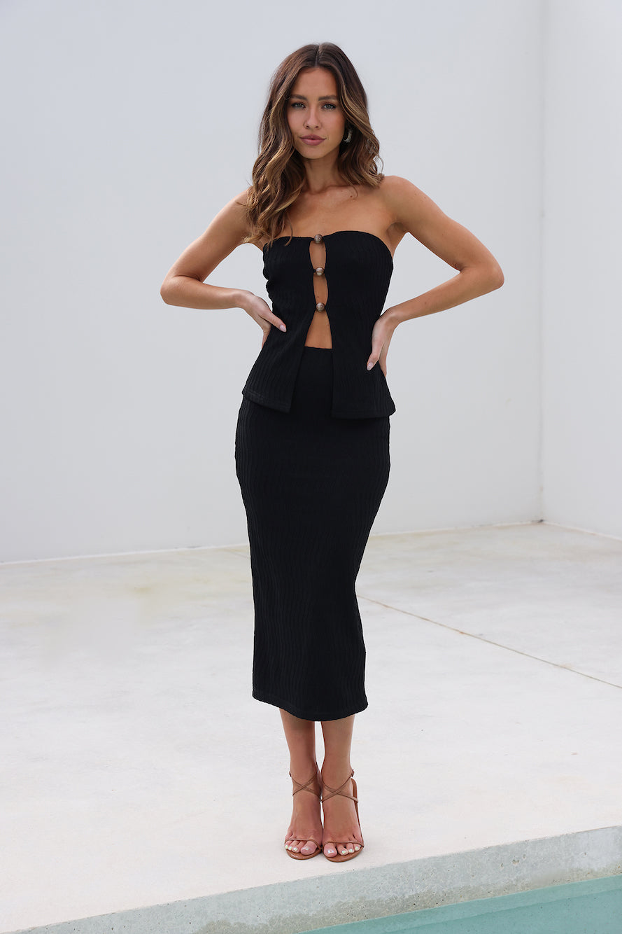 Frozen Drinks Midi Skirt Black