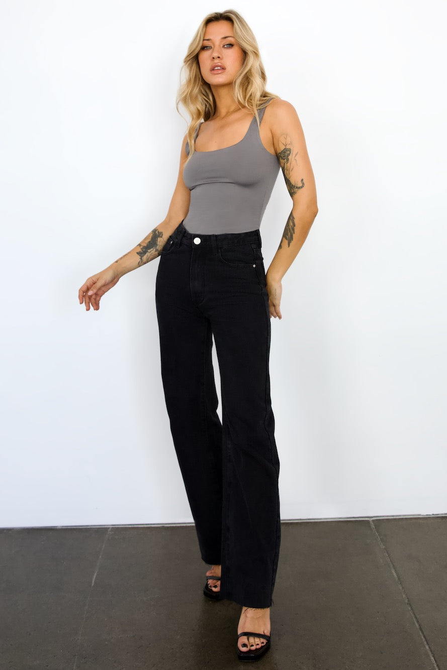 DNM High Rise Wide Leg Denim Jeans Black