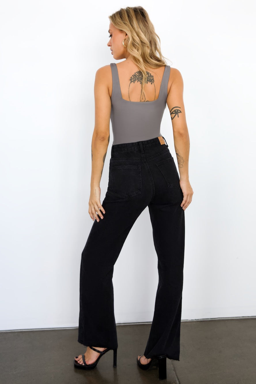 DNM High Rise Wide Leg Denim Jeans Black