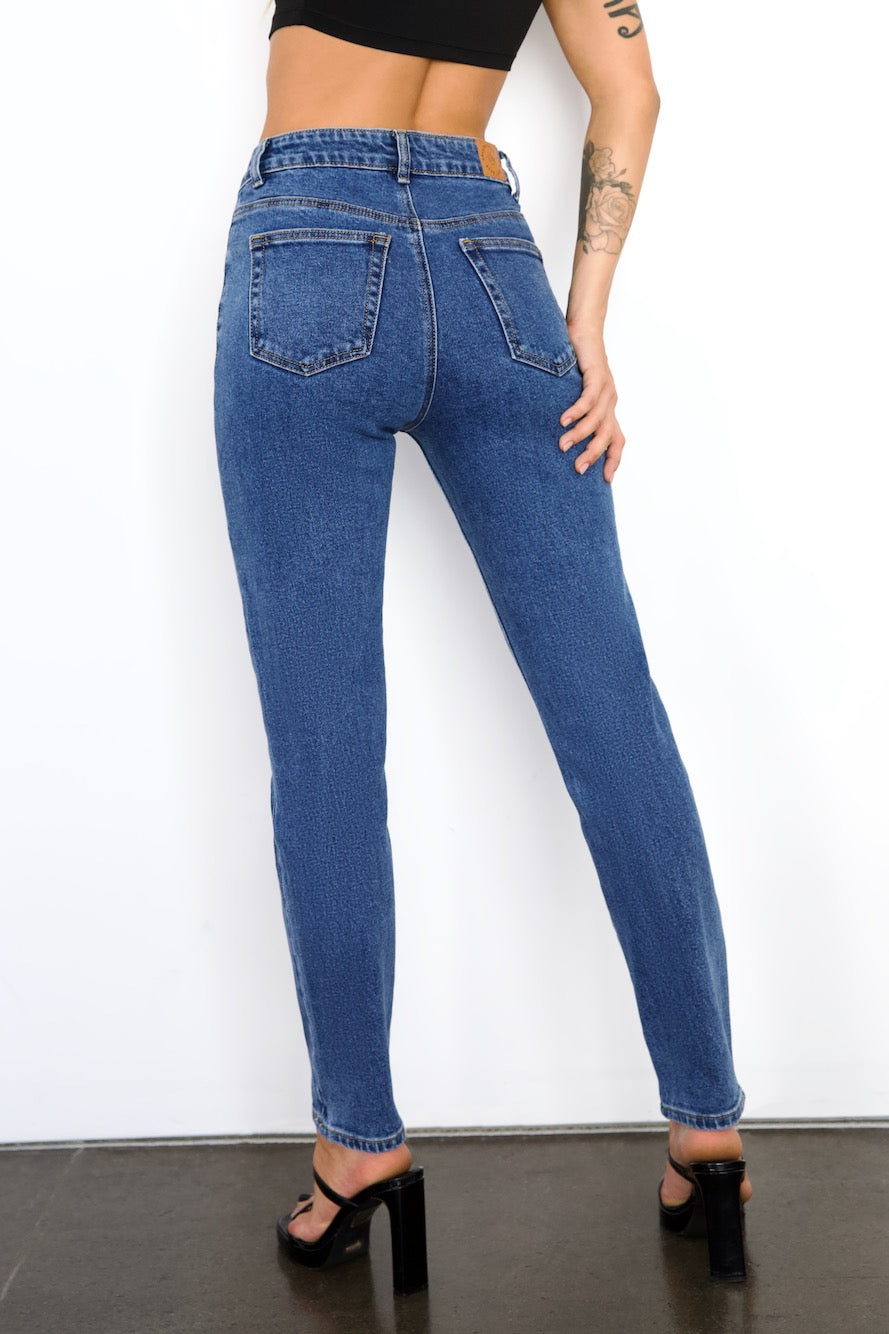 DNM High Rise Skinny Leg Denim Jeans Dark Blue