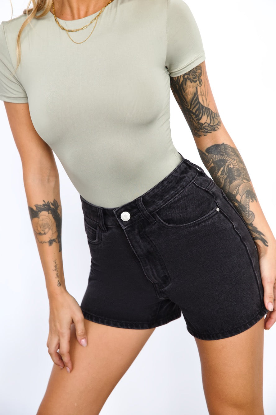 DNM High Rise Denim Shorts Black