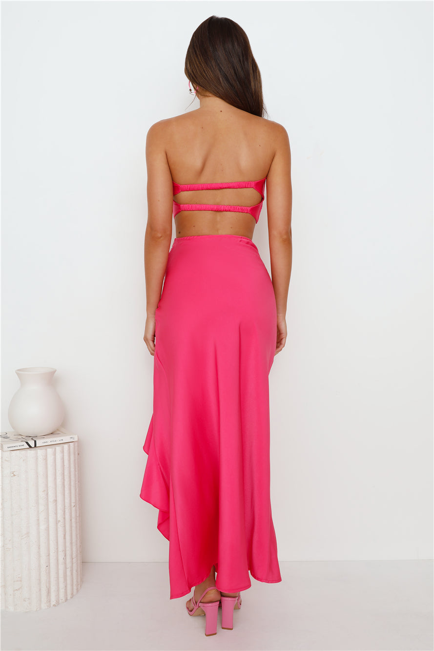 Diary Of Secrets Satin Maxi Skirt Pink