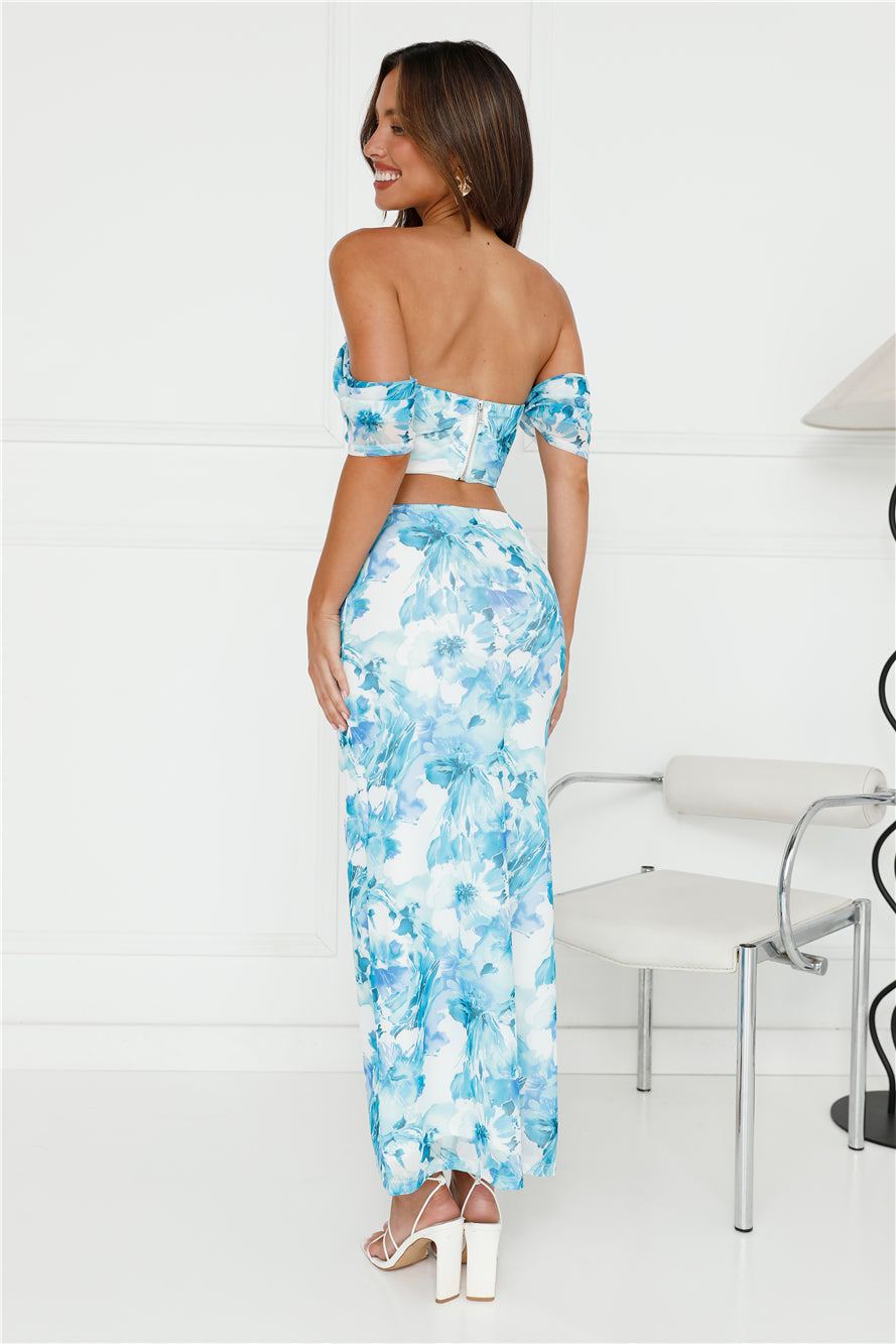 Let's Coordinate Mesh Maxi Skirt Blue