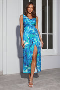 You're For Me Satin Maxi Dress Blue