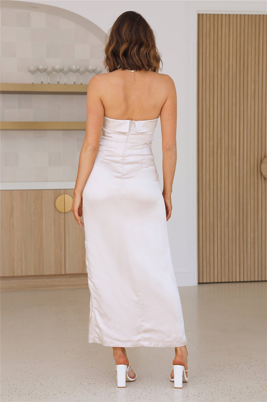 With You Satin Maxi Dress Champagne