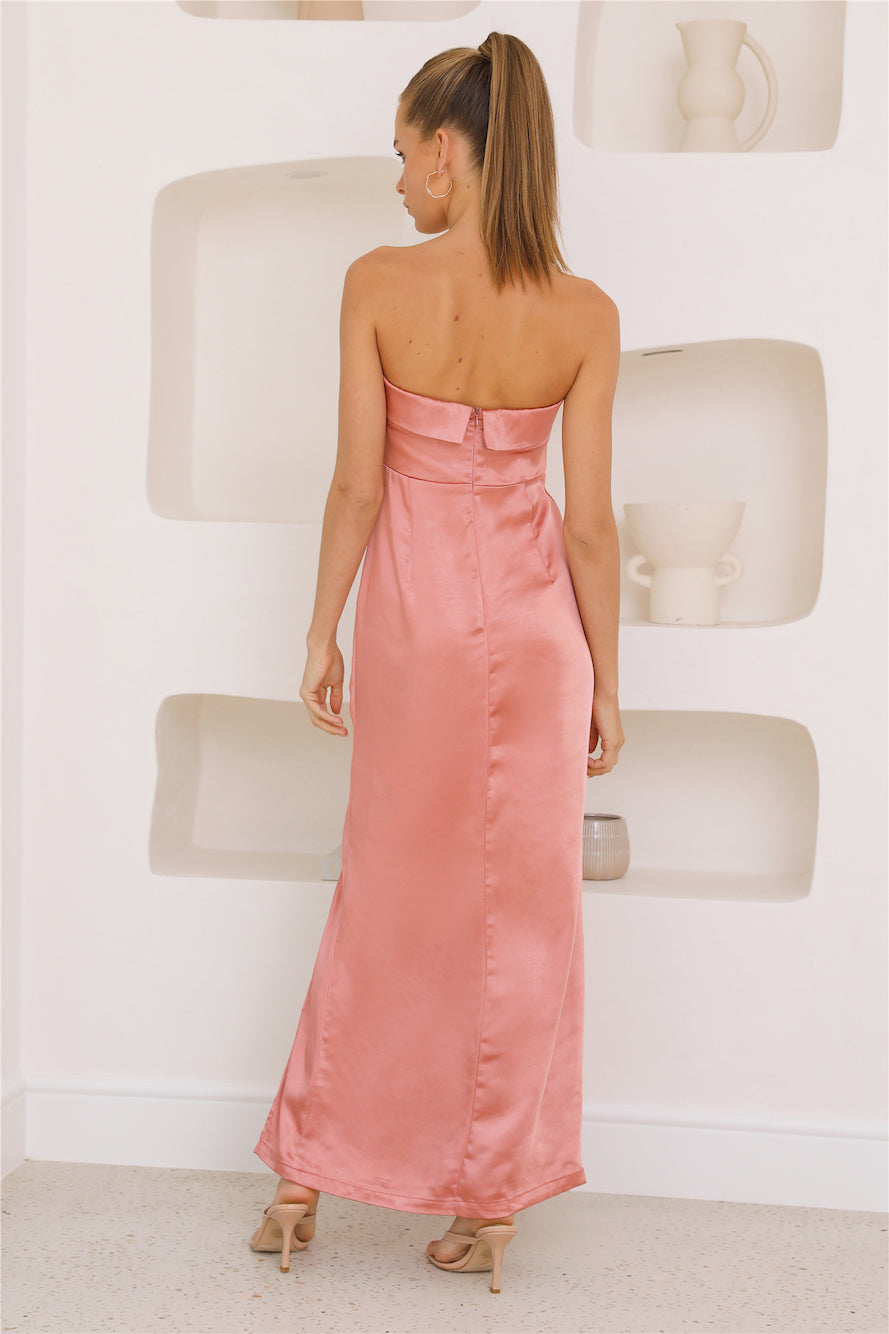 With You Satin Maxi Dress Coral