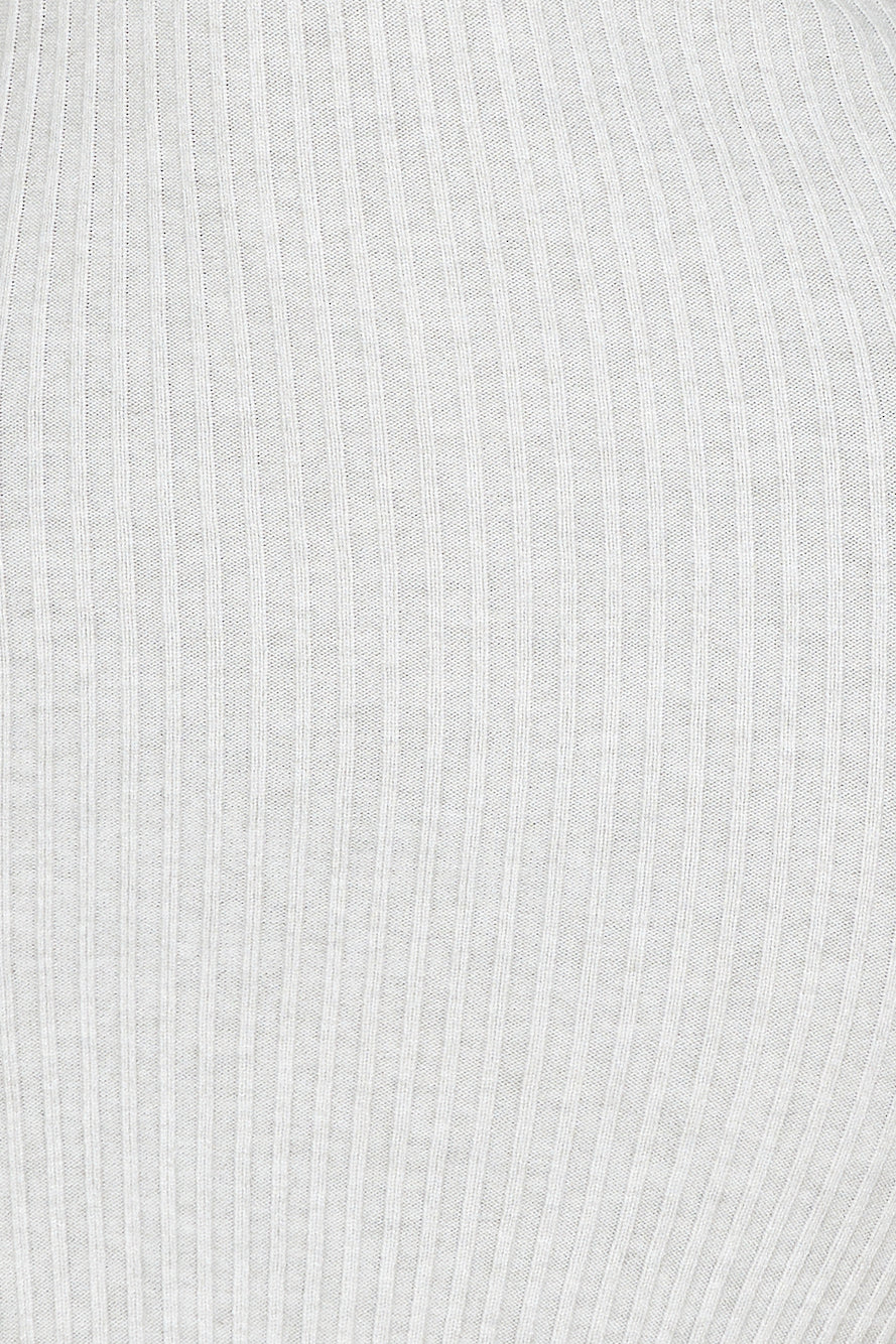 Winter Ice Ribbed Off Shoulder Midi Dress Grey