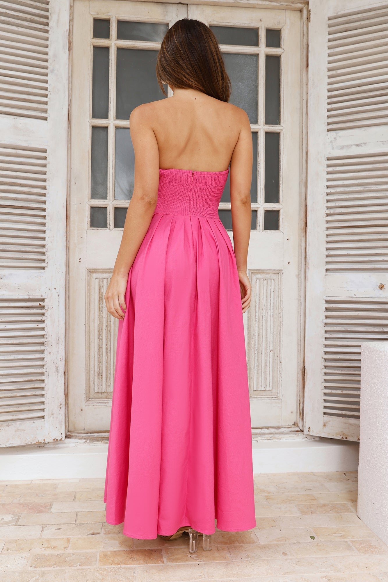 Wise Tales Strapless Maxi Dress Pink