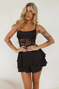 Sweet Lips Satin Romper Black