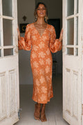 Raise The Sun Midi Dress Orange